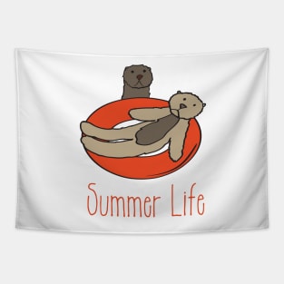 Otter Summer Life Tubing Tapestry