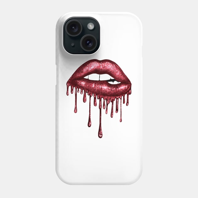 Dripping Bloody Red Lips Phone Case by Chromatic Fusion Studio