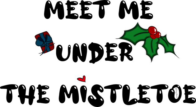 Meet Me Under the Mistletoe Kids T-Shirt by DitzyDonutsDesigns