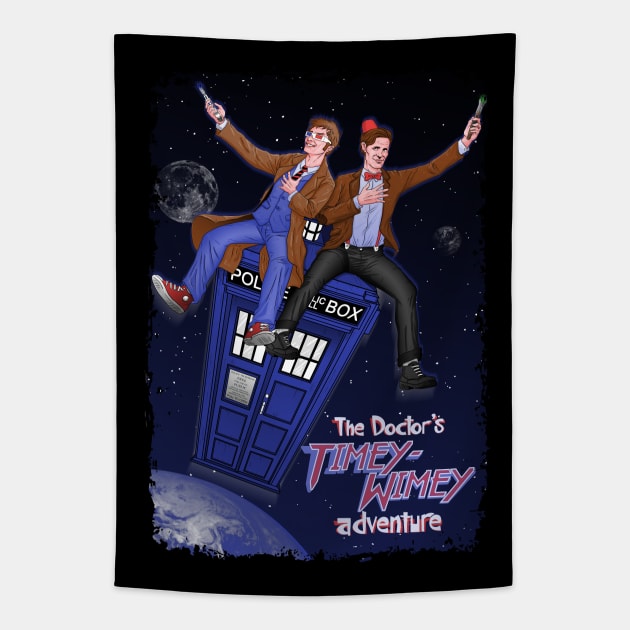 THE DOCTOR'S TIMEY-WIMEY ADVENTURE (full cover) Tapestry by Skullpy