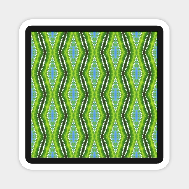 Bright Blue and Emerald Green Batik Watercolor Tye Dye Stripe Magnet by gloobella