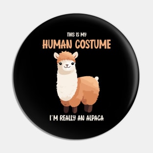 Cute Alpaca Halloween T-Shirt | This is My Human Costume Shirt | Funny Animal Lovers Season Outfit | Humorous Gift Idea Pin