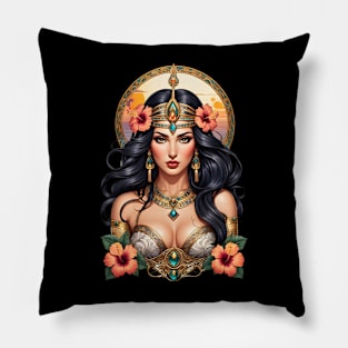 Cleopatra Queen of Egypt retro vintage floral design Pillow