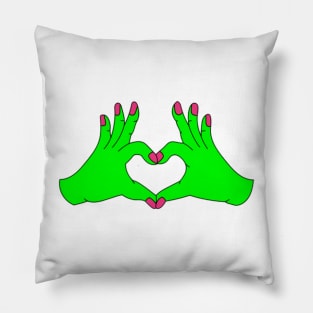 Hand Heart Alien Pillow