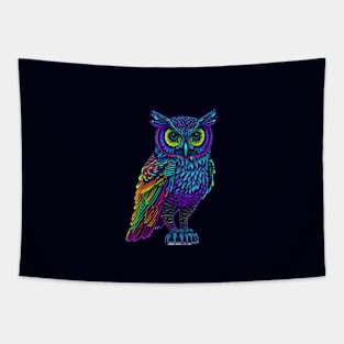 Holographic colorful cute Owl Tapestry