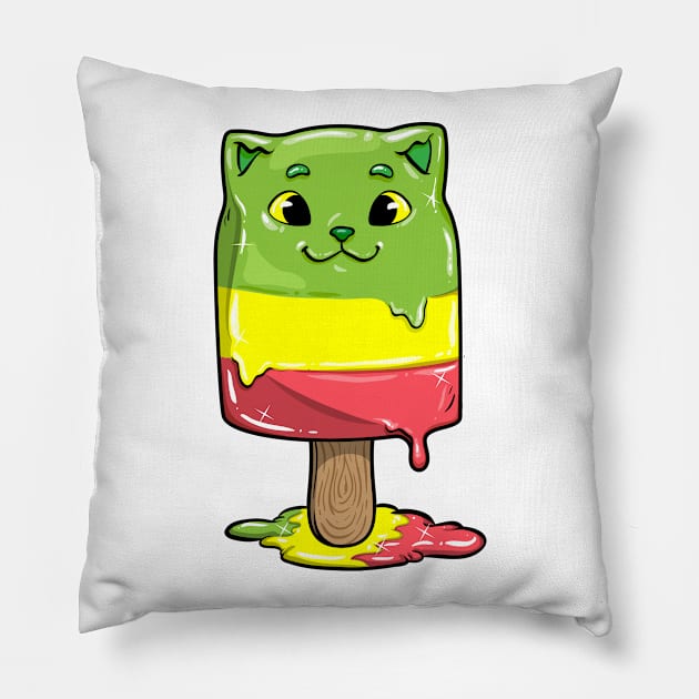 Funny cat as a popsicle Pillow by Markus Schnabel