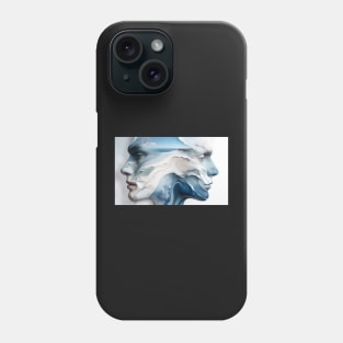 Faces, man, woman, stand, sea, clouds Phone Case