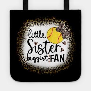 Softball Little Sister Biggest Fan   Leopard Softball Tote