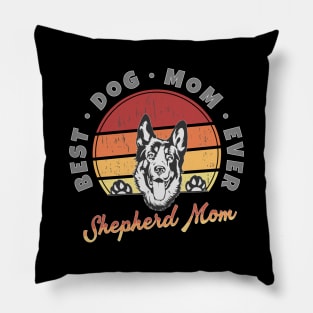 German Shepherd Mom Retro Sunset Pillow