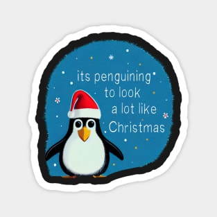 Funny Christmas Penguin Pun Magnet