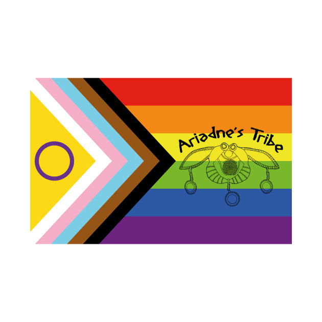 Ariadne's Tribe logo on inclusive Pride flag by MsLauraPerry