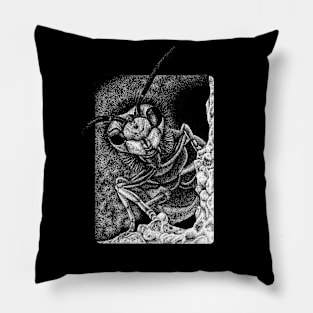 Wasp black and white animal insect bug ink illustration Pillow