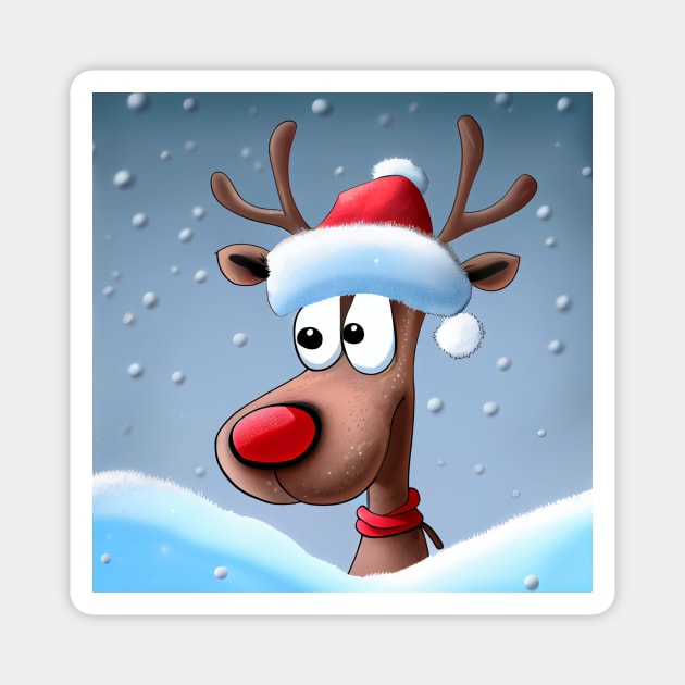 Cute Christmas reindeer in the winter scenery. Magnet by KOTOdesign