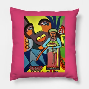 African Traditional Tribal Women Abstract Art Canvas Painting 6 Pillow