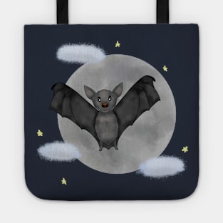 Bat flying over moon Tote