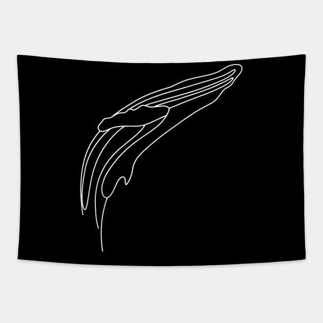 Impressive line art of a blue whale jumping out of the water Tapestry by Pengrajin