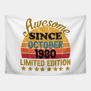 Awesome Since October 1980 41 Year Old 41th Birthday gift T-Shirt Tapestry