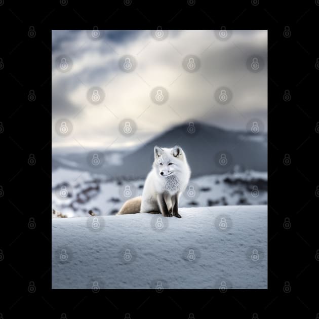 Cute winter White fox snow theme ice lover blue by sports_hobbies_apparel