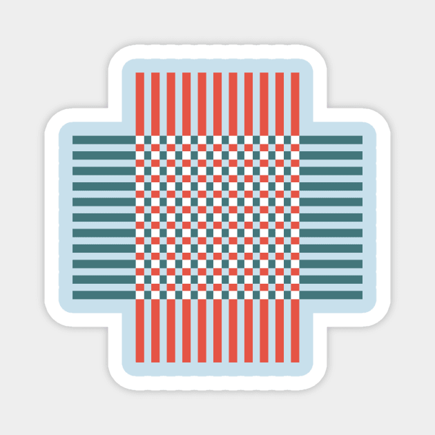 red white blue weave lines Magnet by Mint Tees