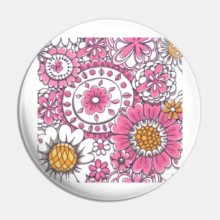 Doodled floral pattern Pin