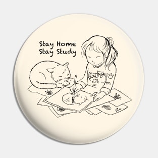 Stay home stay study with cat Pin