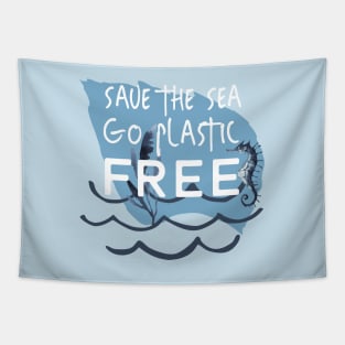 Save the Sea Go Plastic Free Tapestry