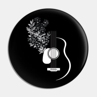 Floral Guitar White Drawing Pin