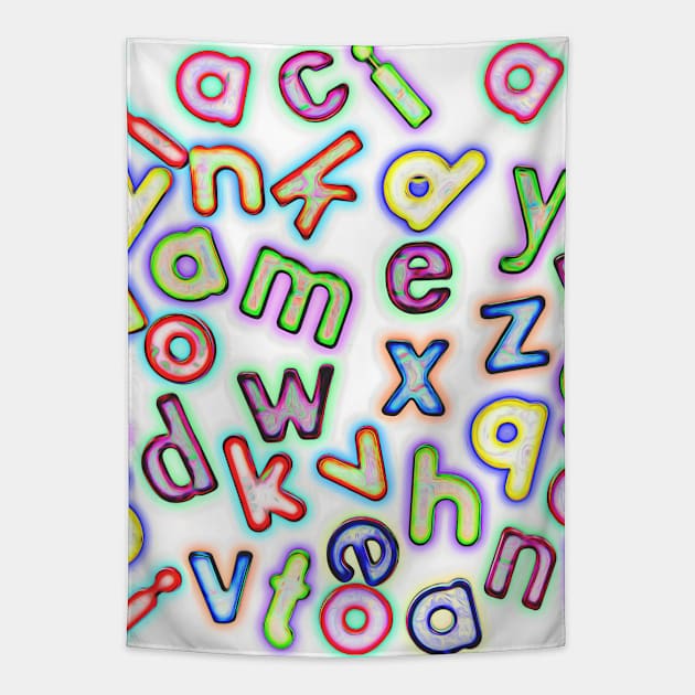 Jumbled Multi Coloured Letters Pastel Tapestry by Russell102