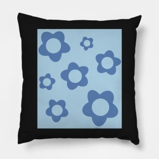 pattern flower aesthetic blue Pillow