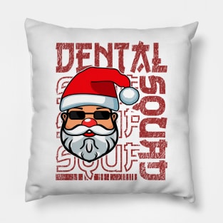 Christmas Dental Squad Santa Claus Typography Red Pillow