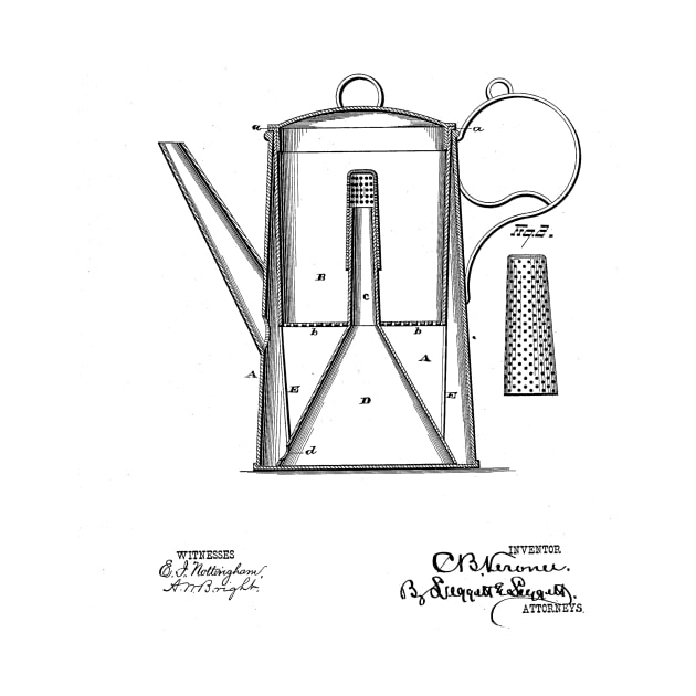 Coffee Pot Vintage Patent Drawing by TheYoungDesigns