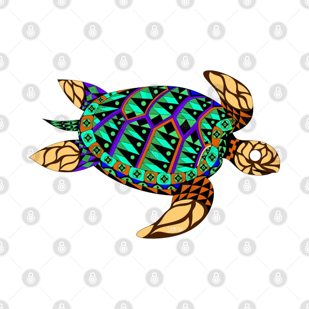 kawaii tropical caribbean turtle ecopop in the ocean art by jorge_lebeau