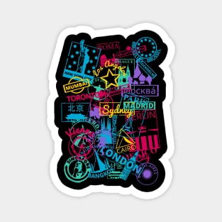 Neon City Stamps Magnet