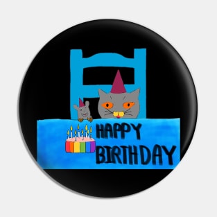 Happy Birthday - Cat & Rat Love Birthday Cake Pin