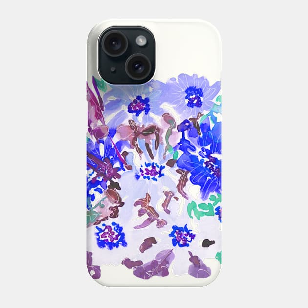 watercolor floral arrangement 2020 design in blue Phone Case by Earthy Planty