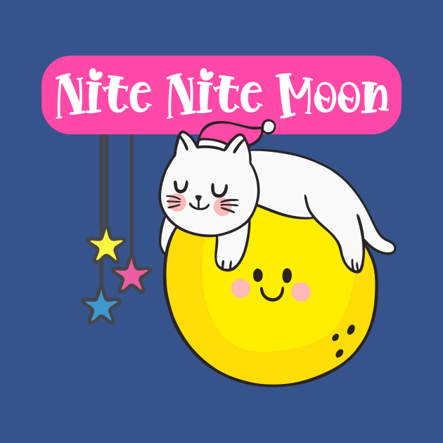 Nite Nite Moon Sleeping Cat on Moon by Dallen Fox