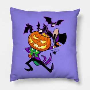 Top Hat Pumpkin Dandy and Bats Pillow
