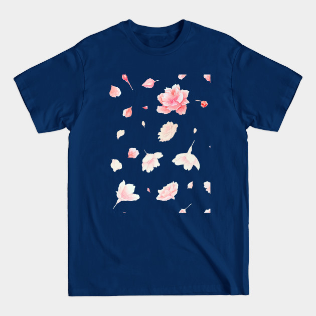 Dancing among the sakura petals - Pink background - Sakura - T-Shirt