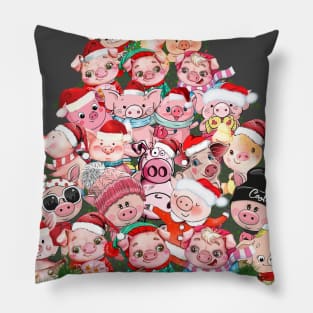 Pig Merry Christmas Tree. Pillow