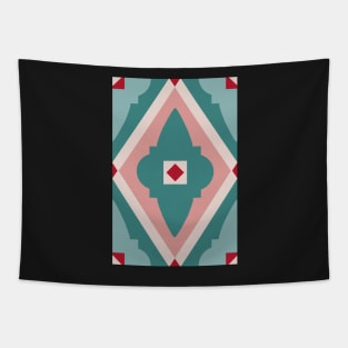 Abstract geometric diamond pattern green and pink Tapestry