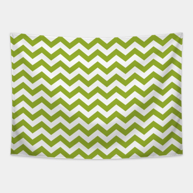 Thick Moss Green and White Chevron Pattern Tapestry by squeakyricardo