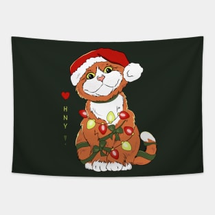 New Year Ginger Cat Tapestry