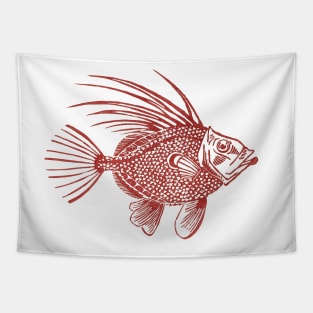 Red John Dory Linocut Fish Tapestry