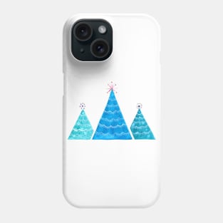 Blue geometric Christmas trees Phone Case