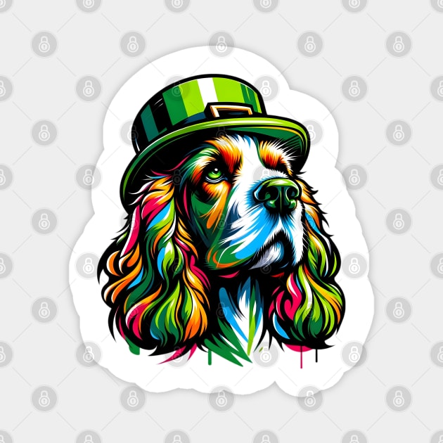 English Cocker Spaniel Embraces Saint Patrick's Day Magnet by ArtRUs