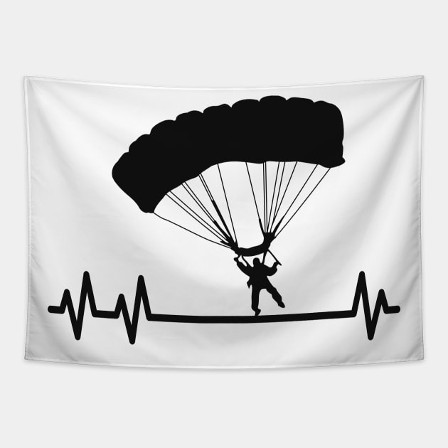 Parachute Pulse Heartbeat Skydiver Skydiving Tapestry by Foxxy Merch