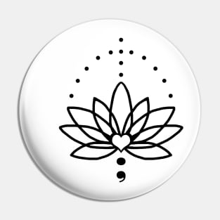 Lotus Semicolon - Mental Health Warrior Pin