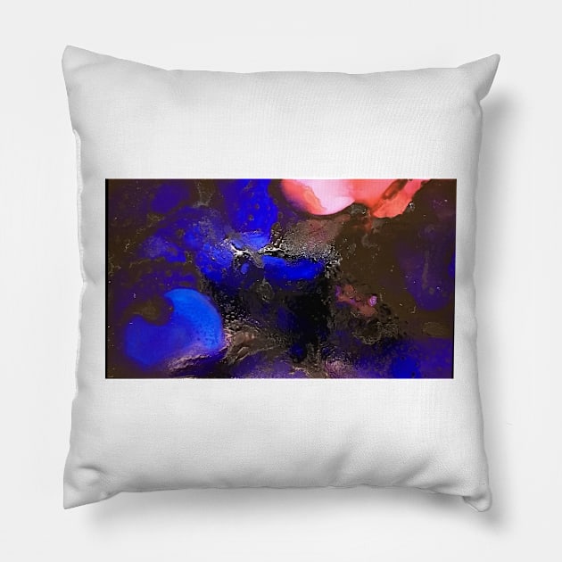 Blue and Purple Alcohol ink on yupo Pillow by Thedisc0panda