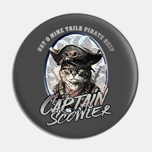 Captain Scowler Pirate Cat Pin