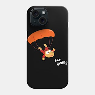 cartoon illustration of skydiving with litlle dinosaur Phone Case